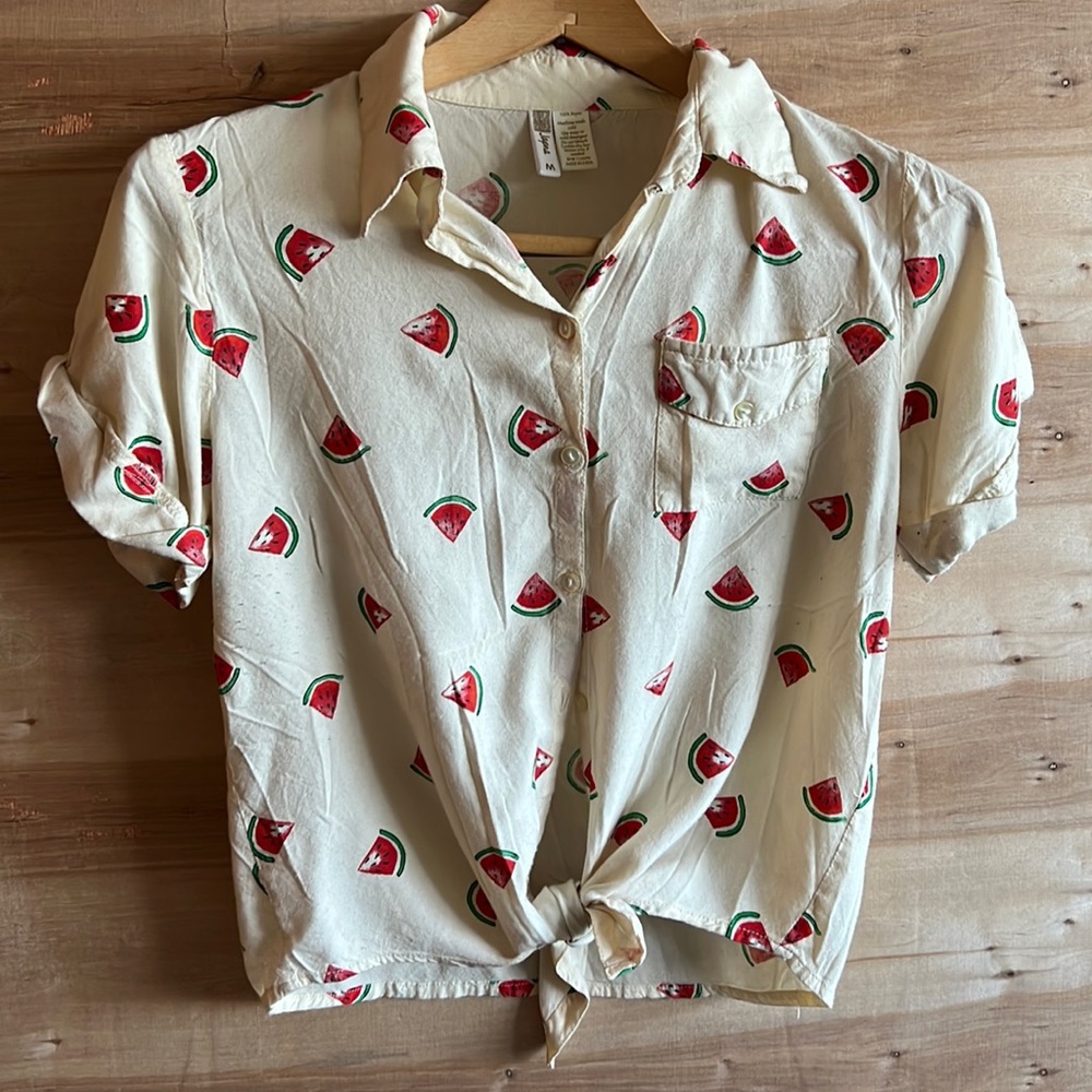 Watermelon print camp shirt